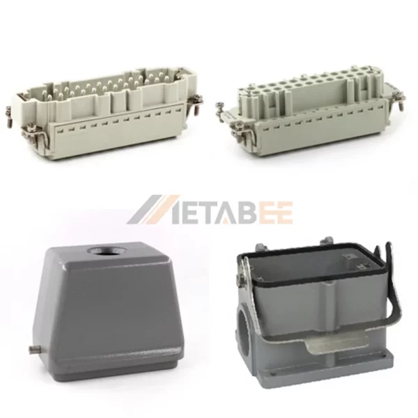HE Series Heavy Duty Connector, 48+PE, Surface Mounting, Quick Lock Terminal, Top/Side Entry, 16A/500V