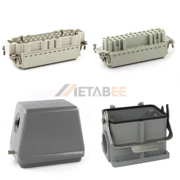 HE Series Heavy Duty Connector, 48+PE, Surface Mounting, Quick Lock Terminal, Top/Side Entry, 16A/500V