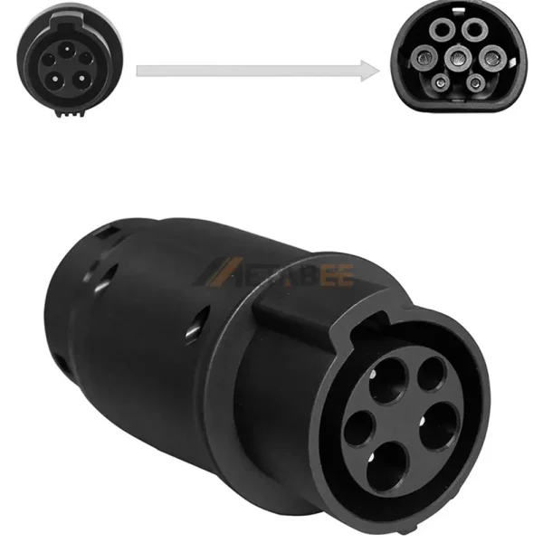 IEC 62196-2 Type 2 Socket to SAE J1772 Socket AC Charging Adapter for EV, 250V, 32A 01