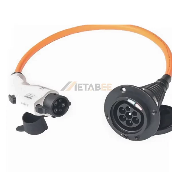 SAE J1772 Type 1 Plug to IEC 62196-2 Type 2 Socket EV Charger Adapter, AC Charging, 250V, 32A 01