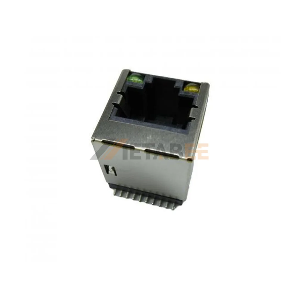 Vertical RJ45 Magnetic Jack, 8P8C, 1 Port, Cat5e, 2.5G Base-T, Shielded, Surface Mount, Green/Orange LEDs