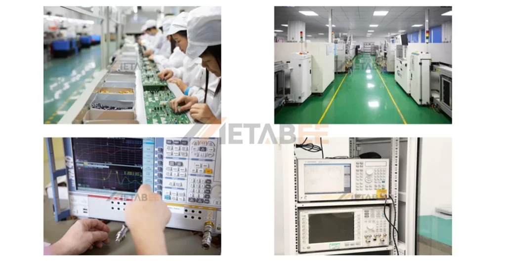 Metabee's RF laboratory performing VNA testing to ensure antenna quality and reliability.