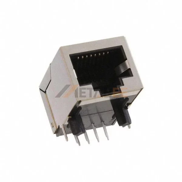 Shielded RJ45 Jack with Magnetics, 1 Port, 10/100 Base-T, THT, R/A, No LED