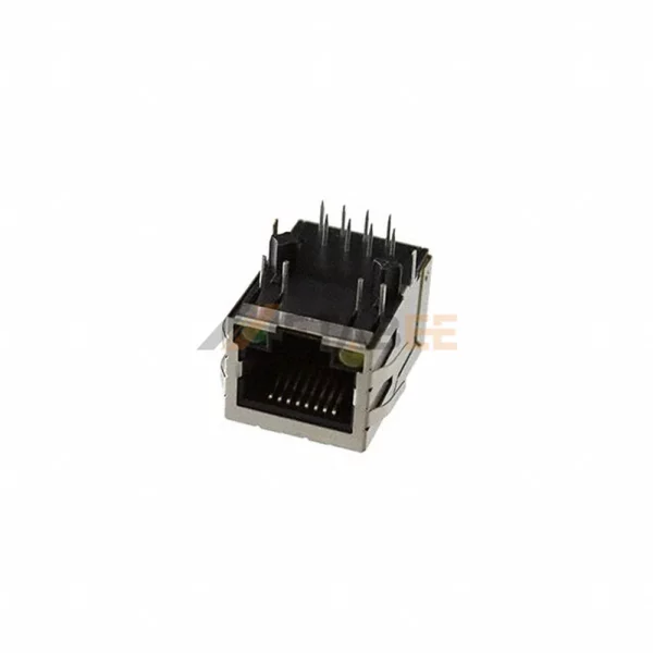 Ethernet Jack RJ45 with Magnetics, 1 Port, 10/100 Base-T, Shielded with EMI, THT, R/A, Yellow/Green LEDs