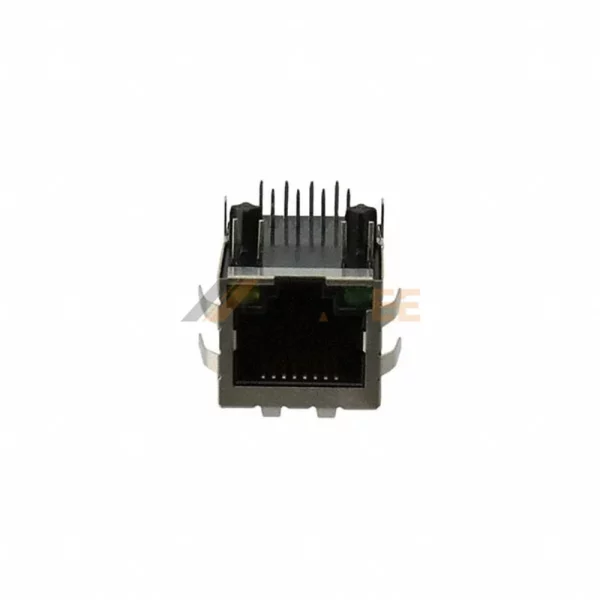 Single Port RJ45 Jack Connector with Integrated Magnetics, 10/100 Base-T, Shielded with EMI, THT, R/A