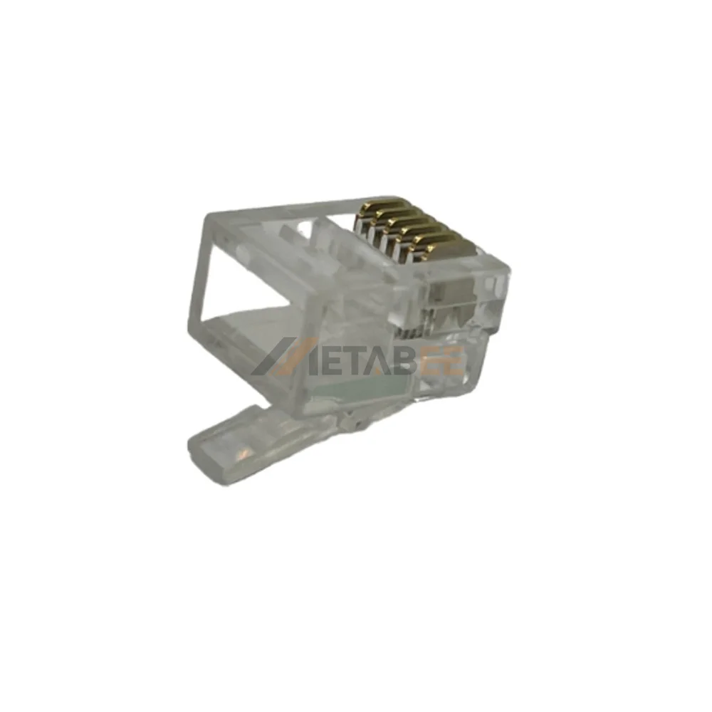 6P6C RJ12 Plug Modular Telephone Connector for Stranded Wire, Flat Cable, Cat3, Unshielded