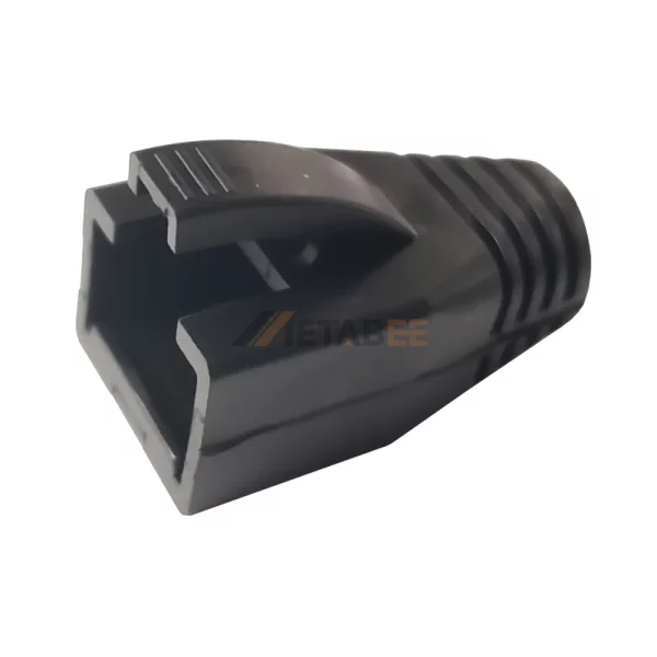 RJ45 Plug Boot Cover with Strain Relief, Cat8, Black