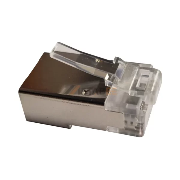 Shielded Cat6a RJ45 Plug Male Connector for 23-24AWG Flat Solid Cable, 8P8C, 15-50μin Gold Plated