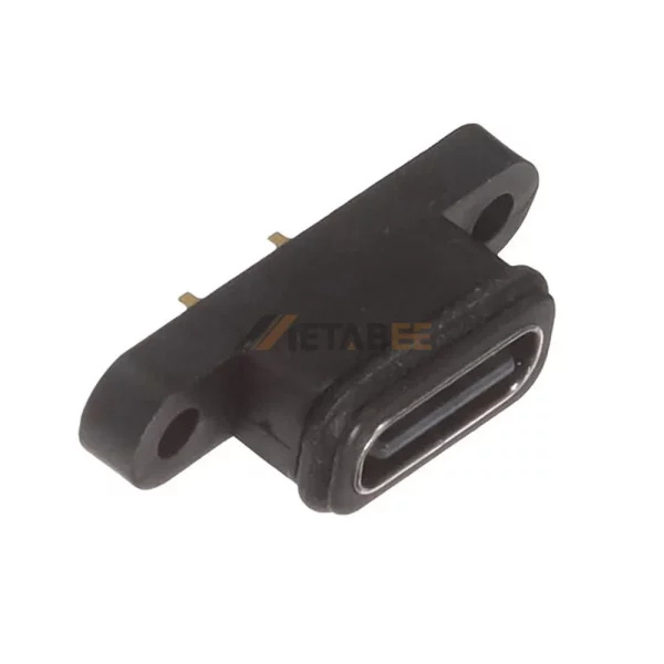 USB 2.0 Type C Receptacle, 24 Pin, 480 Mbps, Vertical, Waterproof