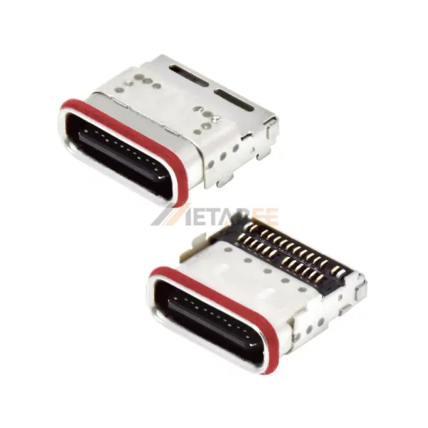 USB 4.0 Receptacle Connector, Type C Socket, 24 Pin, 40Gbps, PCB SMT, RA, Waterproof