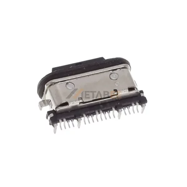USB 4.0 Type-C Receptacle, 24 Pin, 40Gbps,PCB Mount, Edge Hang, RA, Waterproof