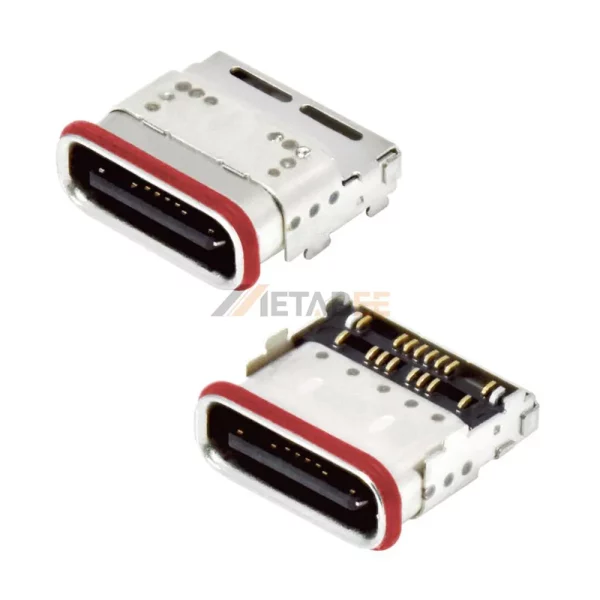 USB-C 2.0 Female Connector, 24 Pin, 480 Mbps, PCB Surface Mount, RA, Waterproof