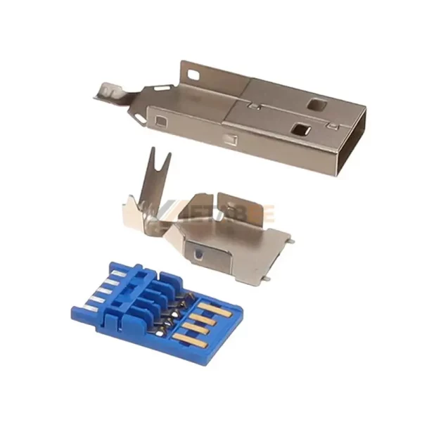 USB 3.0 Male Connector, Type A, 5 Pin, Solder