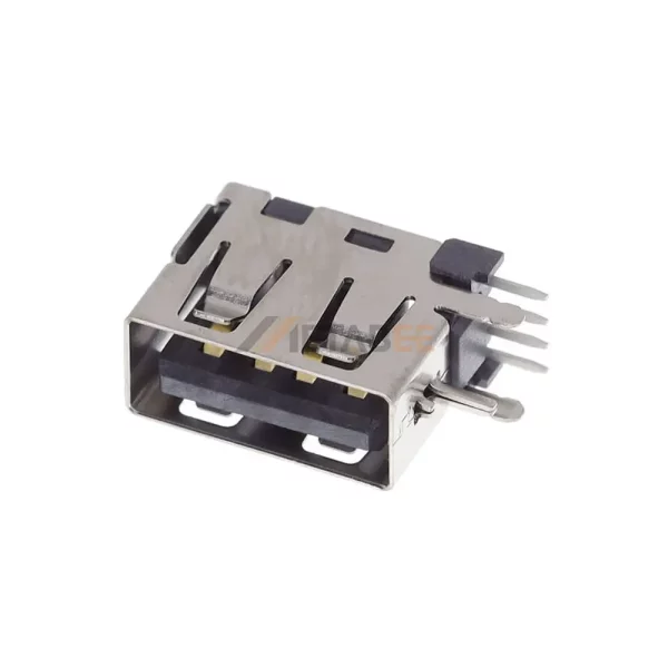 Vertical USB 2.0 Jack, Type A, 4 Pin, PCB Mount, Thru-Hole