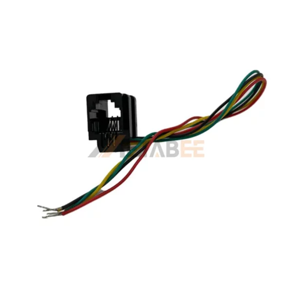 623K4 4P4C RJ9 Female Telephone Connector, 4 Wire Leads, Panel Mount, Black Housing, Right Angle