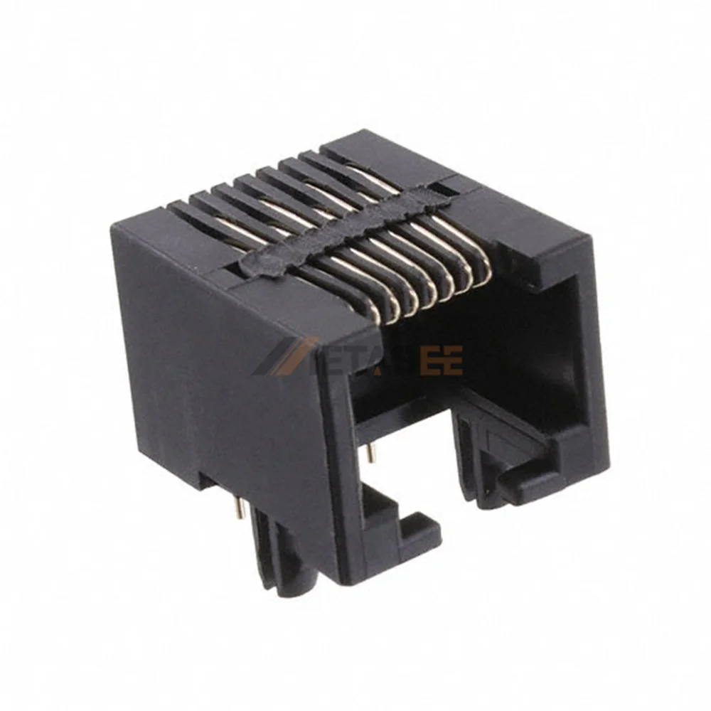 Unshielded 8P8C RJ45 Modular Jack, 1 Port, PCB Mount, Tab-Down, R/A, No LED