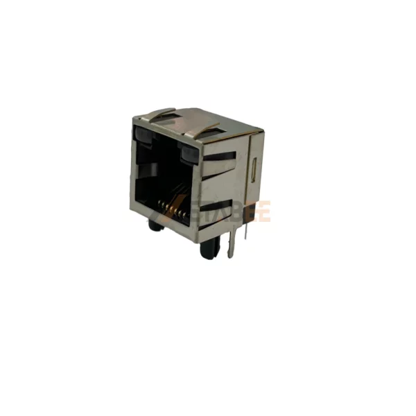 1 Port RJ45 Female Socket Modular Connector with LEDs, 8P8C, Shielded, Tab-Up, Through Hole, R/A
