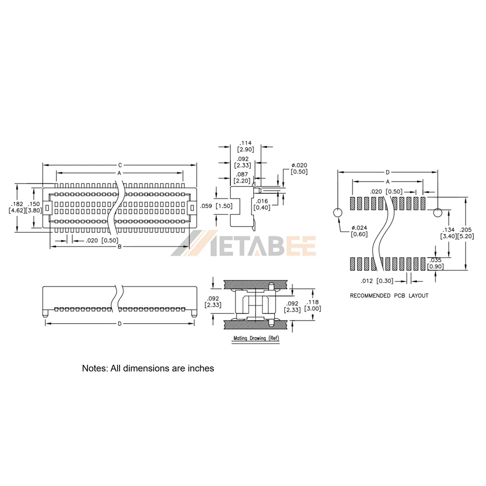 0.5 mm Pitch SMT Board to Board Plug, Dual Row, Vertical