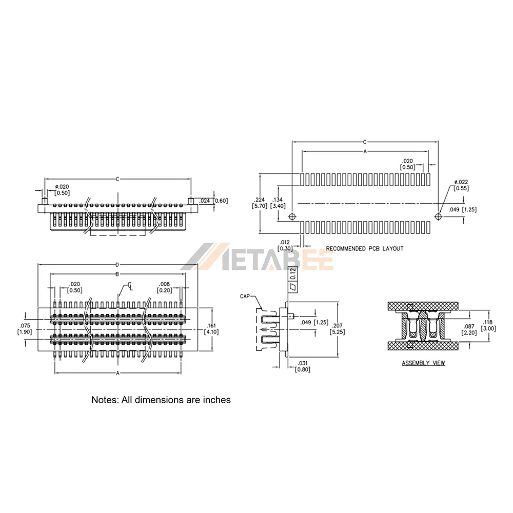 0.5mm Fine Pitch Board-to-Board Connector, Plug, 0.8mm Height