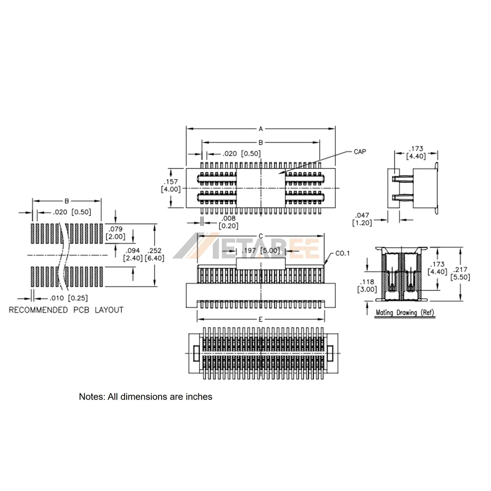 0.5mm Micro Pitch SMT Board to Board Plug, 4.4mm Height