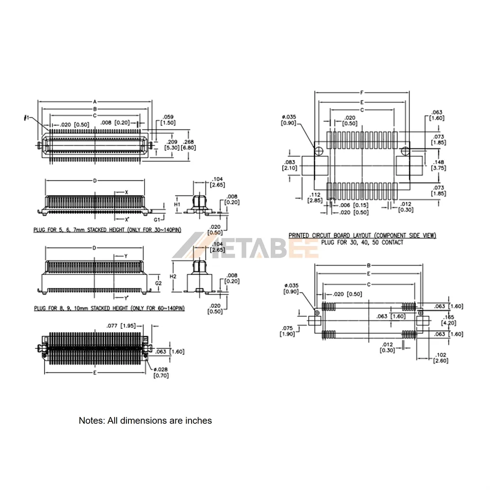 0.5mm Pitch Board to Board SMT Male Connector, Dual Row, Vertical