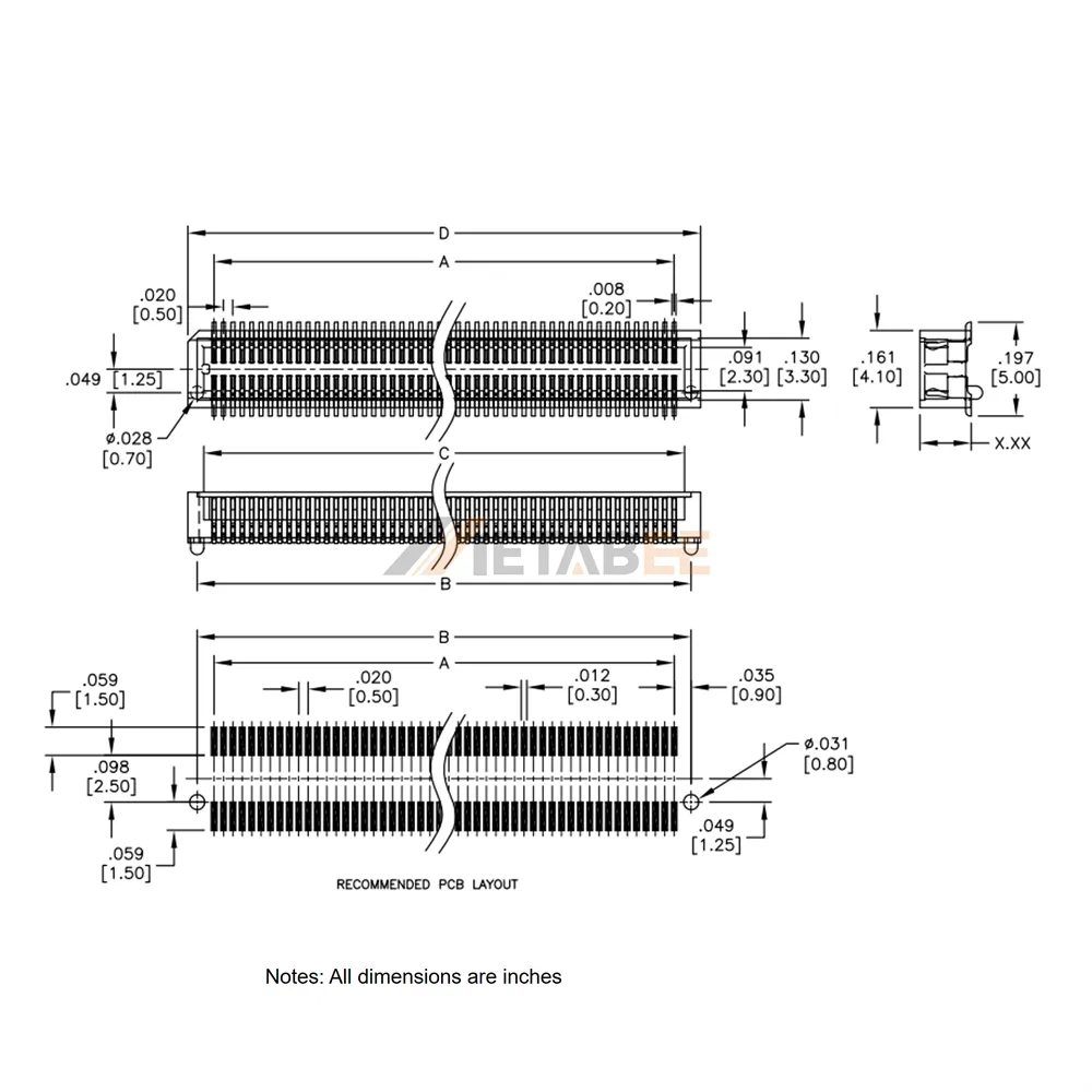 0.5mm Pitch Low Profile Board to Board Socket, SMT