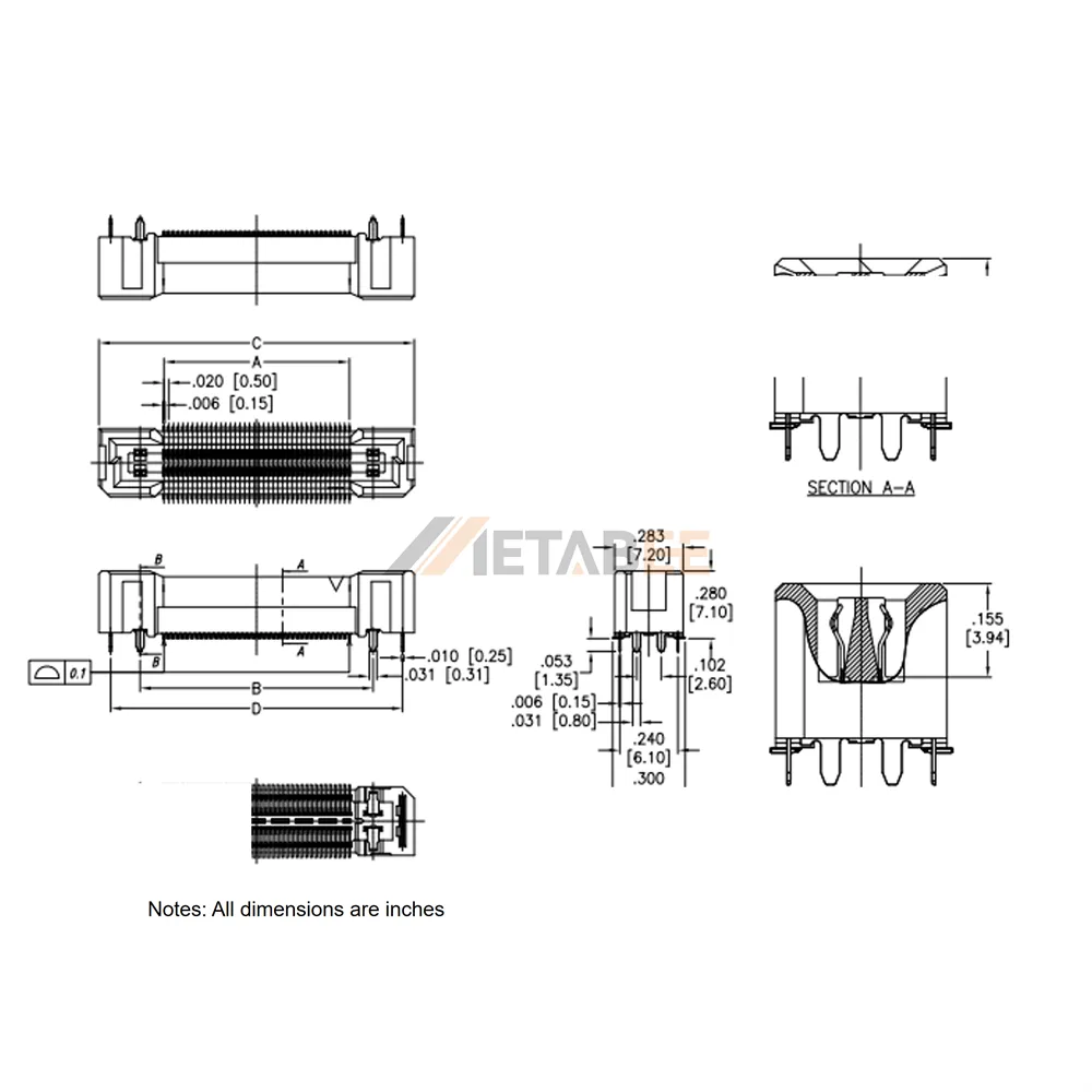 0.5mm Pitch SMT Board to Board Connector, Socket, 6.1mm Height
