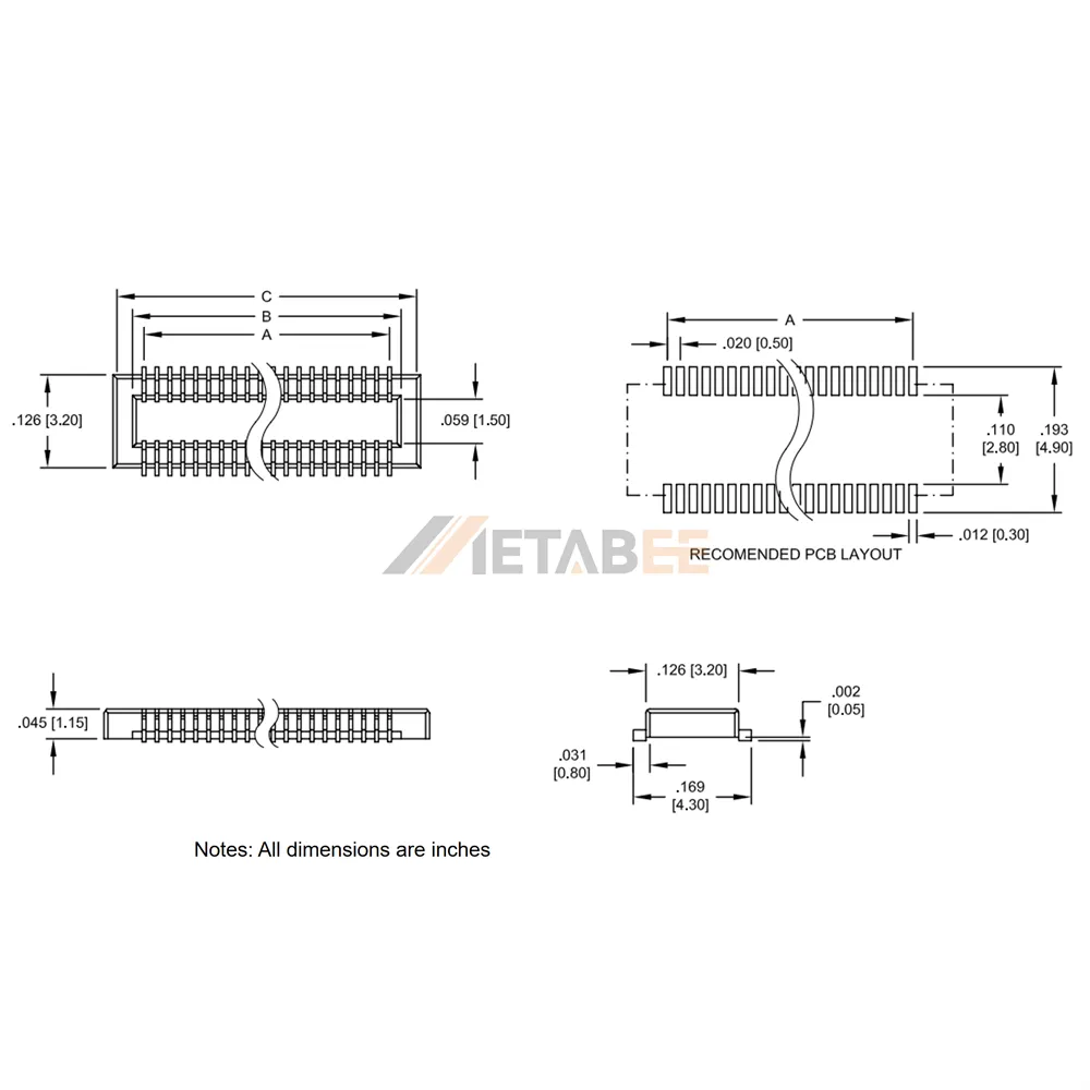 0.5mm Pitch SMT Board to Board Receptable, Vertical