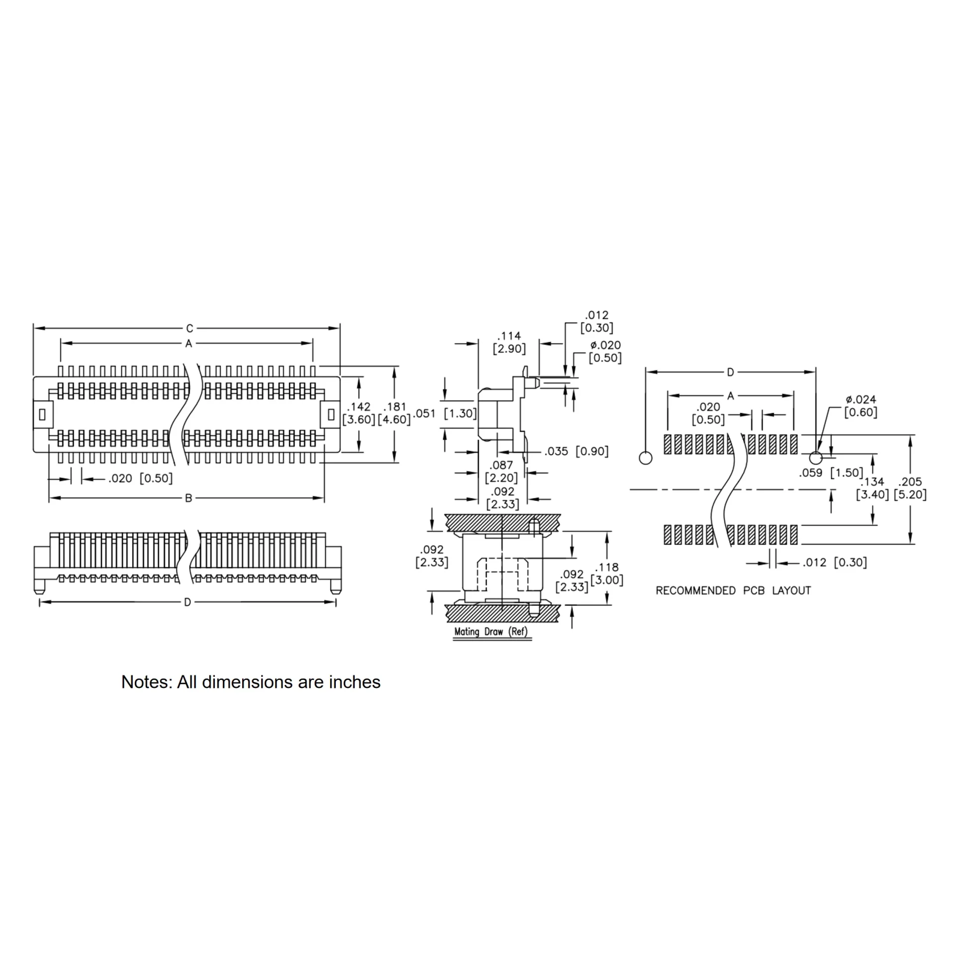 0.5mm Pitch SMT Board to Board Vertical Connector, Receptable