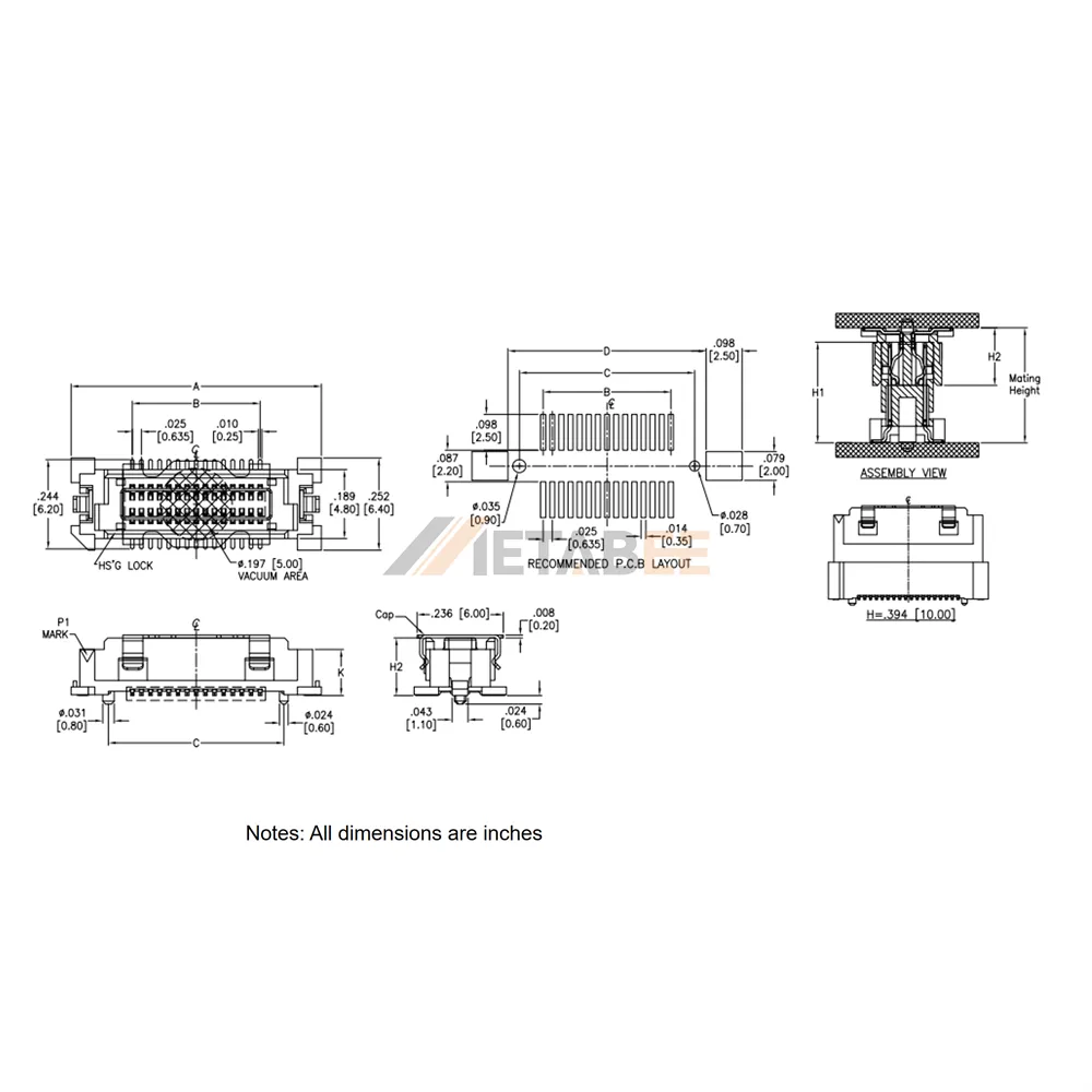 0.635mm Pitch Board to Board Female Connector, SMT