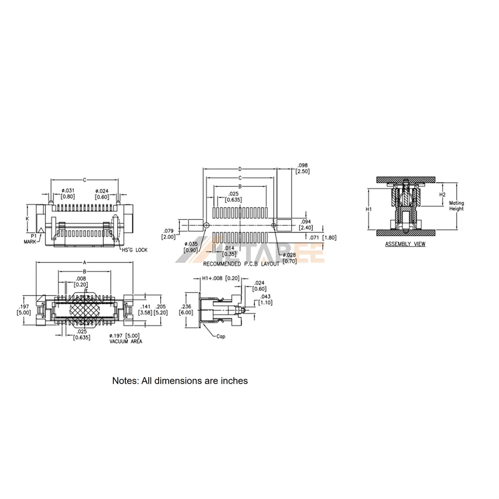 0.635mm Pitch Board to Board SMT Connnector, Vertical