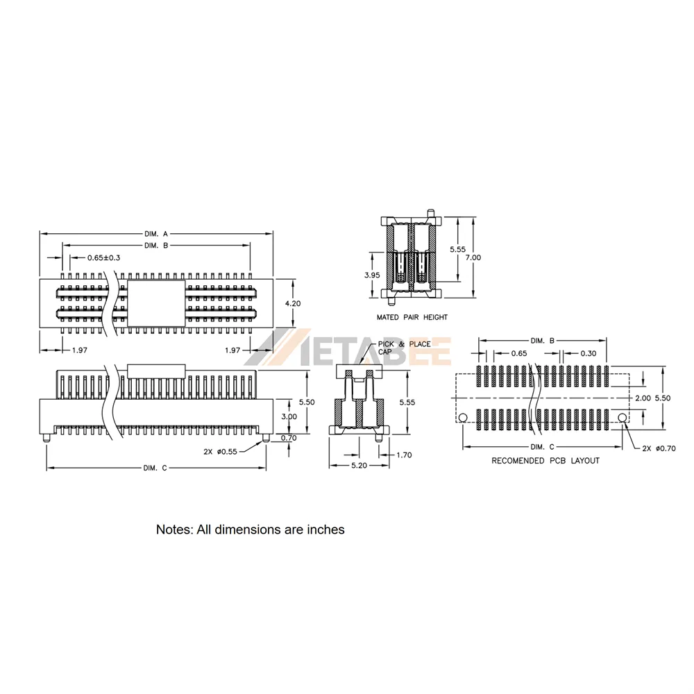 0.65mm Pitch Board to Board Plug, Vertical Surface Mount