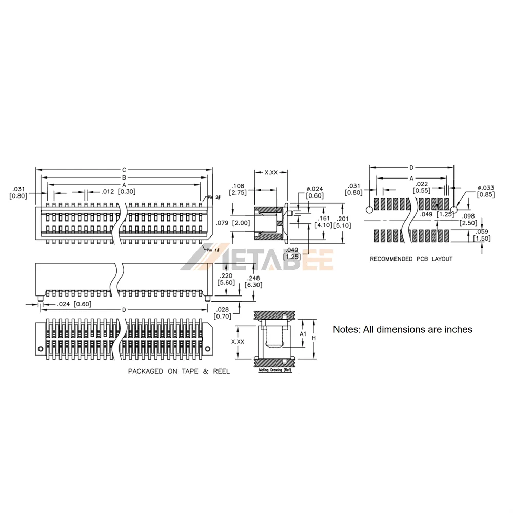 0.8mm Fine Pitch Board to Board Female SMT Connnector