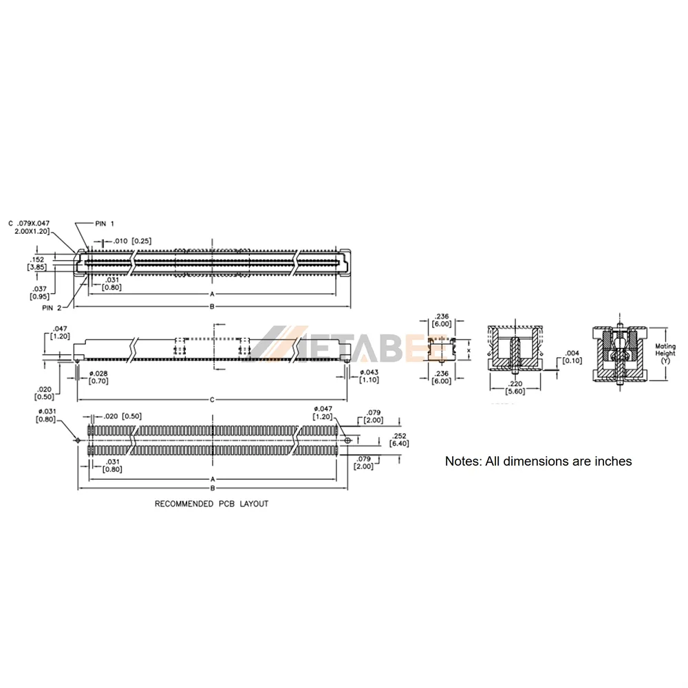 0.8mm Pitch Board to Board Plug, Suirface Mount, Vertical