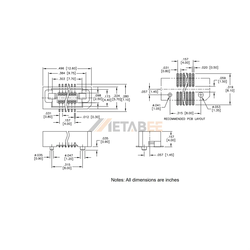 0.8mm Pitch PCB Stacking Board to Board Female Connector, SMT, 4mm Height