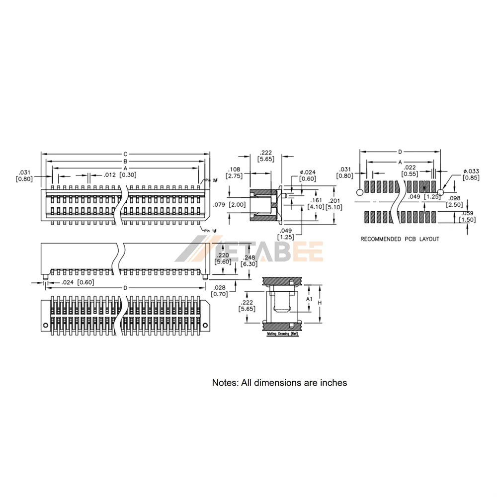 0.8mm Pitch Vertical Board to Board Socket, SMT, 5.65mm Stack Height