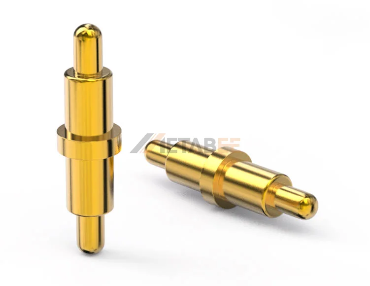 Double-ended pogo pins with spring-loaded contacts on both ends for flexible connections