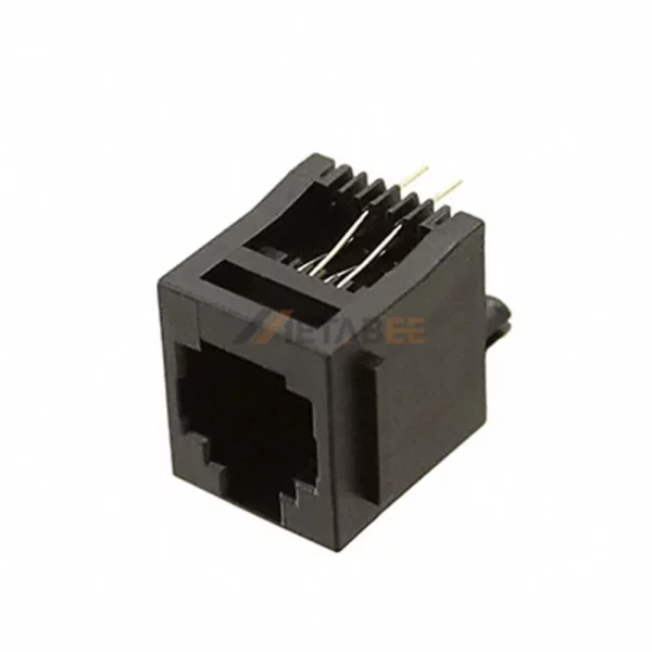 Vertical RJ11 6P4C Phone Connector PCB Jack, 1 Port, Unshielded, Through Hole, Tab-Up, No LED