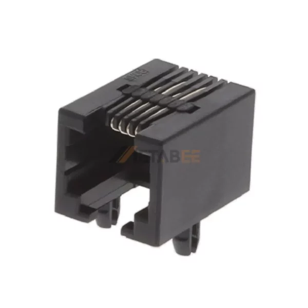 Modular RJ11 6P4C Female Connector Phone Socket, 1 Port, Unshielded, Through Hole, R/A, Tab-Up, No LED