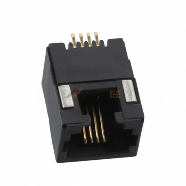 Unshielded RJ11 6P4C Surface Mount Connector, Single Port, Right Angle, Tab-Down, No LED