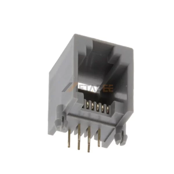 1 Port RJ12 6P6C Female Modular Jack Telephone Connector, Unshielded, PCB Mount, R/A, Tab-Up, No LED