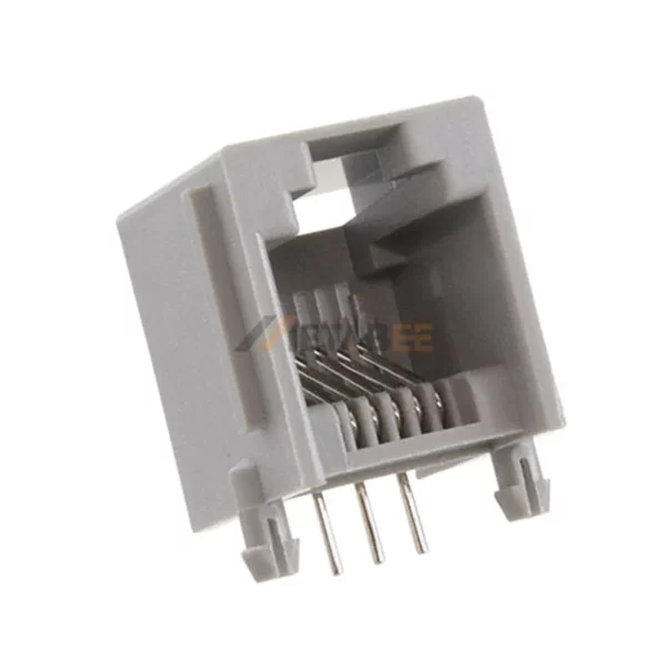 Right Angle RJ12/RJ25 6P6C Modular Jack, 1 Port, Unshielded, PCB Mount, R/A, Tab-Up, No LED