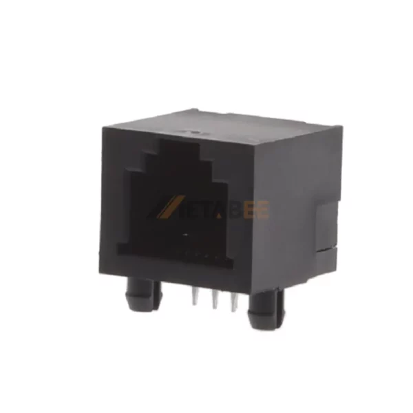 RJ11 Modular Socket 6P6C RJ12 PCB Connector, 1 Port, Unshielded, Through Hole, R/A, Tab-Up, No LED