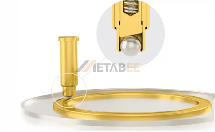 Rolling pogo pins with rotating contact tips designed for reduced friction and repeated movement
