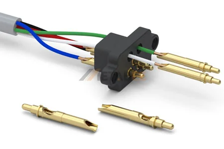 Solder cup pogo pin with hollow terminal for direct wire soldering connection