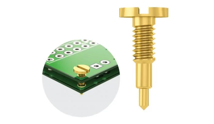 Threaded pogo pins with screw mounting structure for secure mechanical installation