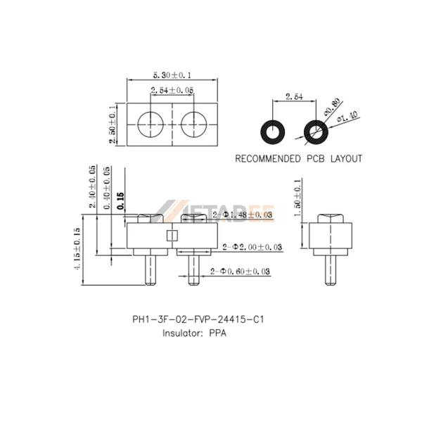 Through Hole Vertical Pogo Pin Target Pad Header, Single Row, 2.4mm Height