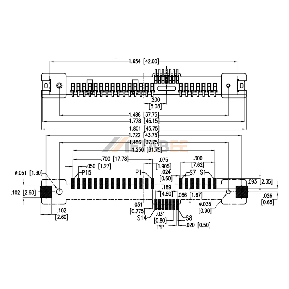Dual Port SAS Combo Receptacle for Backplane, 29 Pin, SMT, R/A