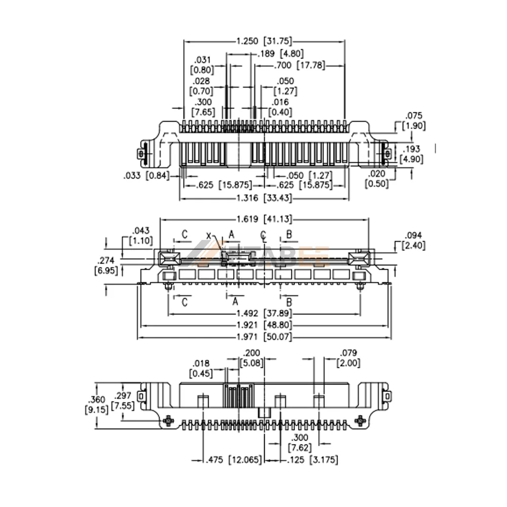 Dual Port SAS Female Data & Power Connector, 29 Pin, SMT, Vertical