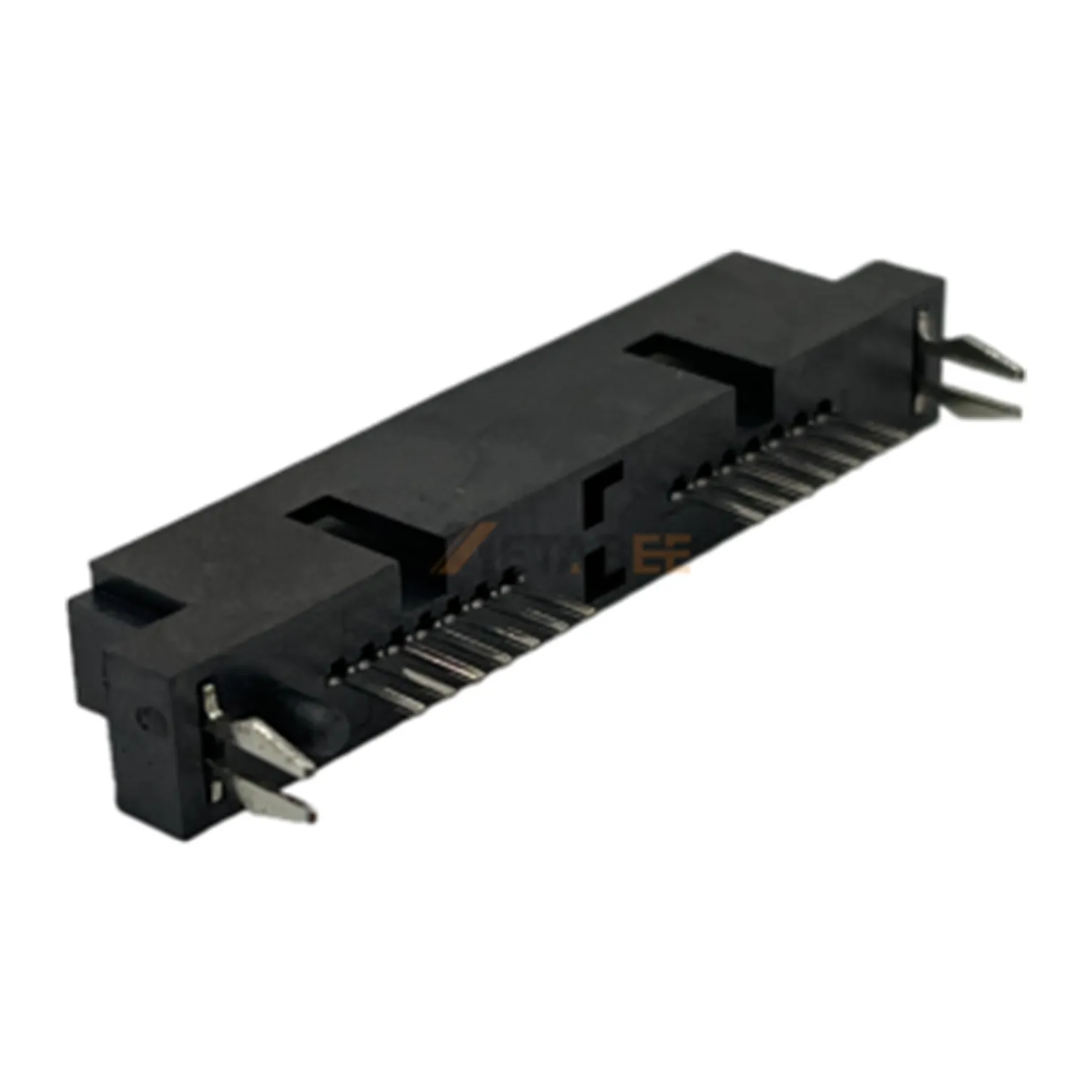 Dual Port SATA 7+7 Pin Male Connector, Thru Hole, Vertical